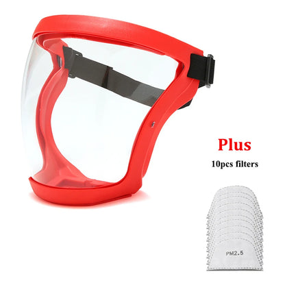 Full Face Shield Transparent Safety Mask with Filthers Oil-splash Proof Eye Facial Anti-fog Head Cover Work Protection Glasses